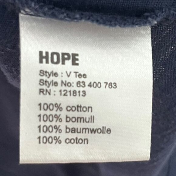 Hope by Ringstrand Soderberg V-Neck Tee Shirt Women’s Size 2 Navy Blue Cotton - Picture 9 of 9